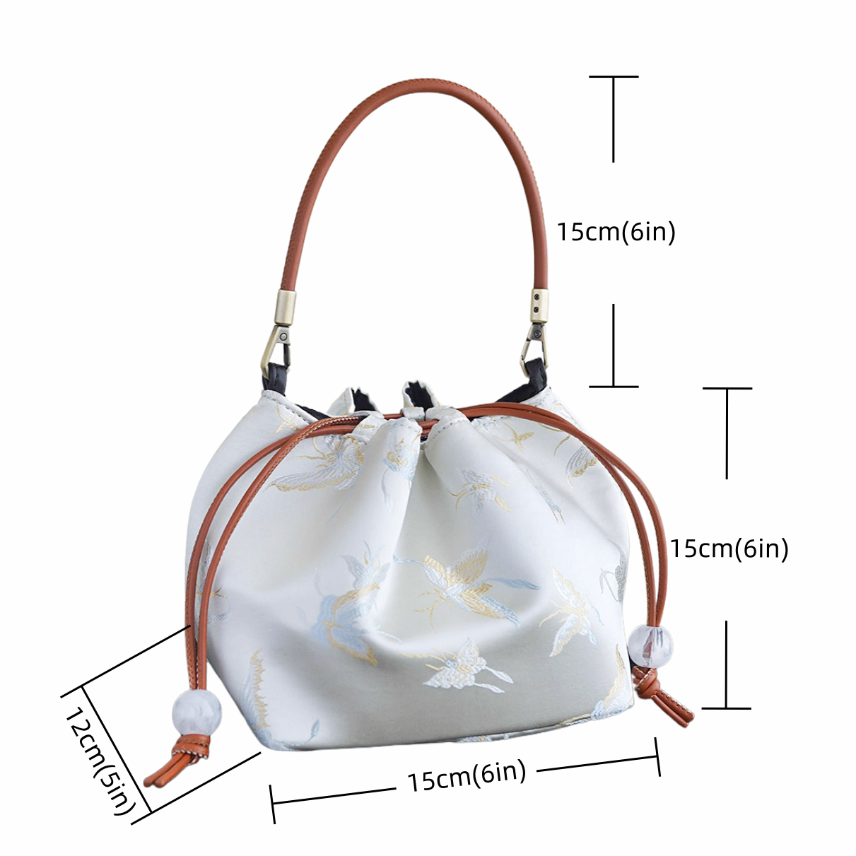 Songjin white retro hand-held crossbody mobile phone bucket bag