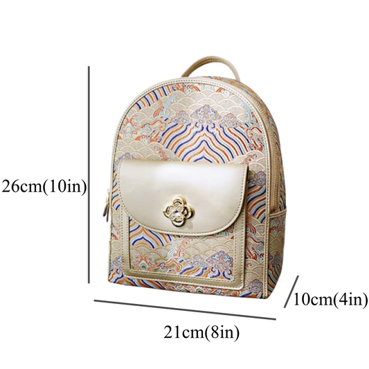 Seawater River Cliff Pattern Backpack Intangible Cultural Heritage Yunjin Zipper New Chinese Style Women's National Style Casual Bag