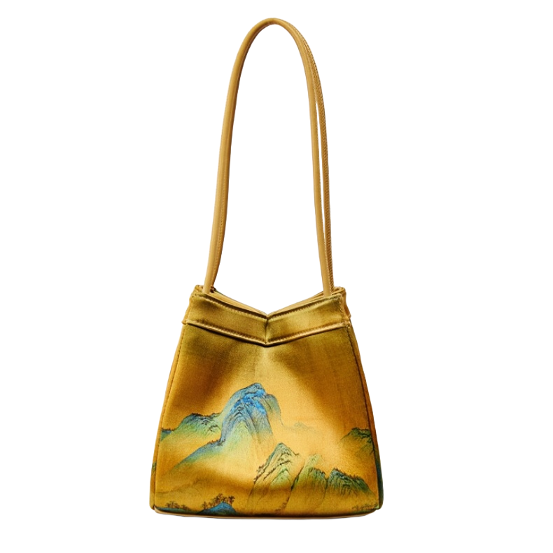 New Chinese style mulberry silk A Thousand Miles of Rivers and Mountains handbag