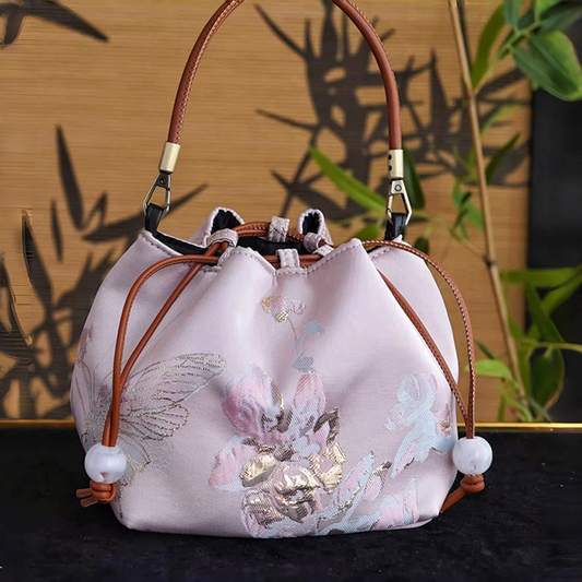 Songjin light pink retro hand-held crossbody mobile phone bucket bag