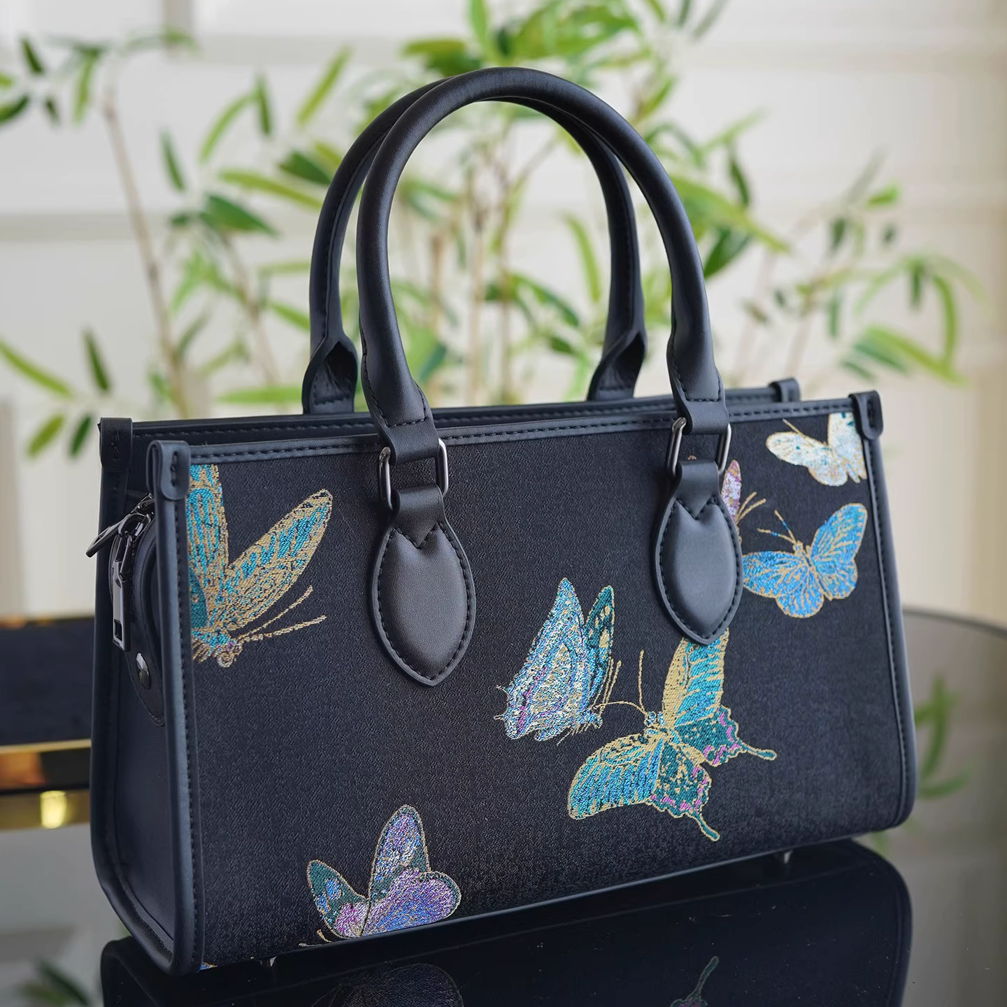 Intangible Cultural Heritage Song Brocade Linglian Playing Butterfly Silk New Chinese Style All-match Single Shoulder Crossbody Handbag Cowhide Light Luxury Bag