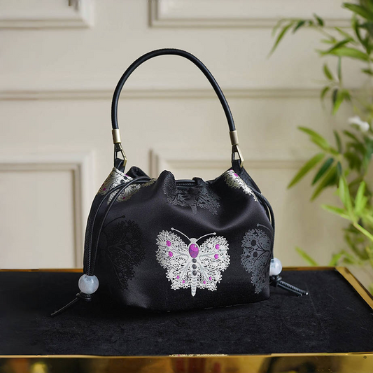 Songjin black retro hand-held crossbody mobile phone bucket bag