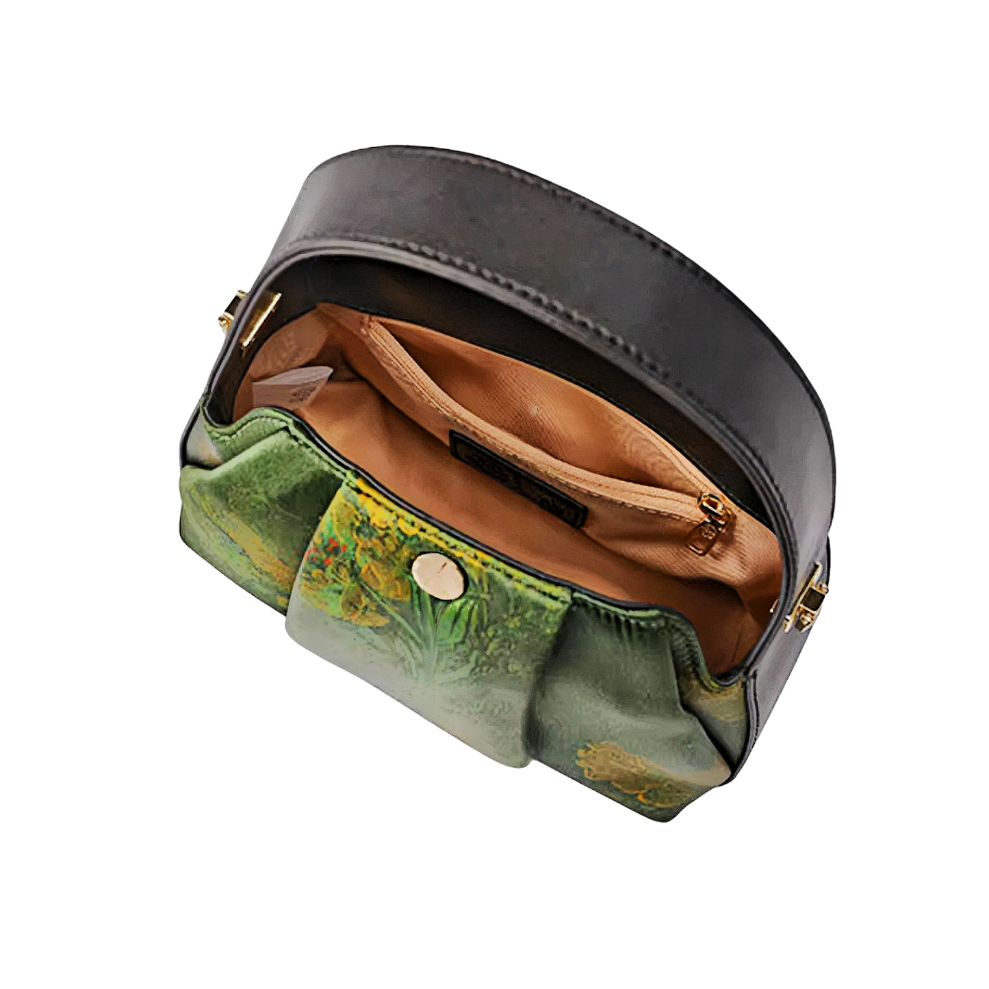 Intangible Heritage Xiangyunsha Printed Green Cuiwei Mulberry Silk New Chinese Style Handbag Crossbody Bag for Women