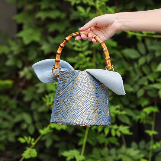 Guangxi Zhuang Brocade Bamboo Bunny Ear Bucket Bag Cute Handbag Crossbody Bag