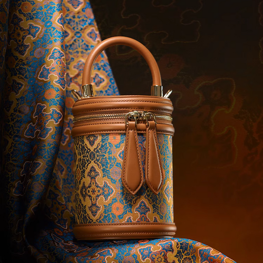 Songjin Sihe Ruyi New Chinese Style Brown Handheld Crossbody Bucket Bag