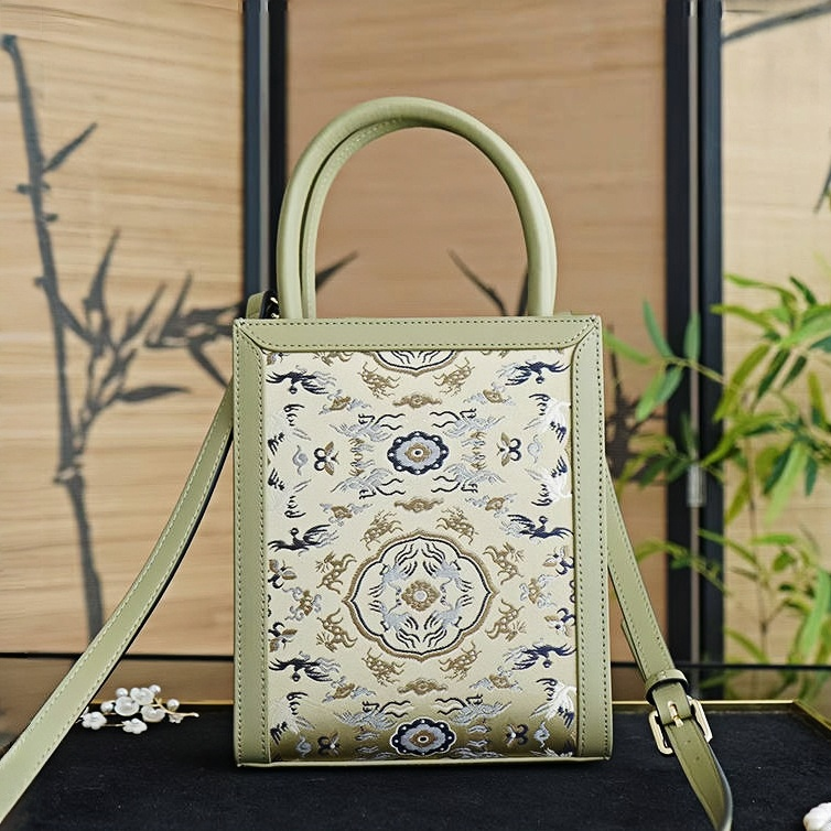 Crane and Deer Spring Intangible Cultural Heritage Song Brocade Women's Silk Handbag