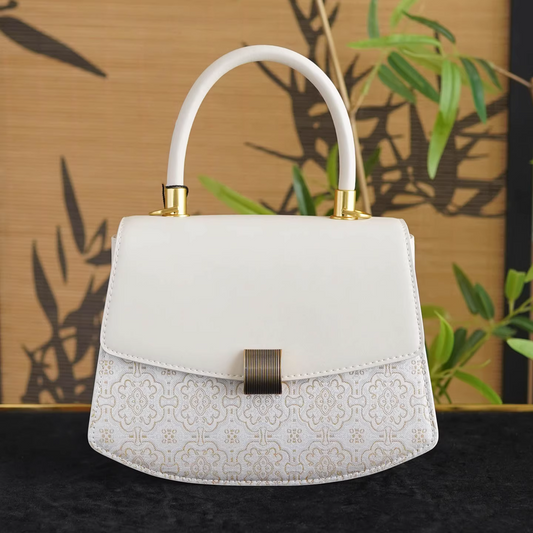 Intangible Cultural Heritage Song Brocade White Dingsheng Pattern Handbag
