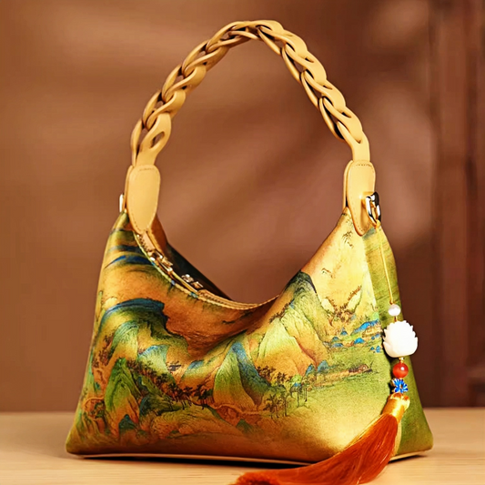 Nuevo bolso de mano de seda morera de estilo chino