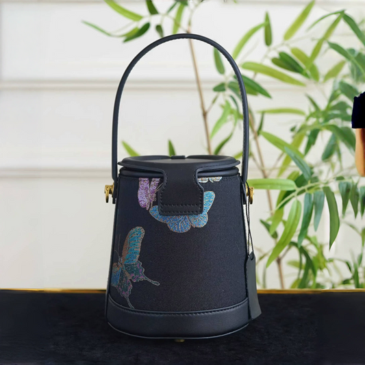 Intangible Cultural Heritage Song Brocade Linglian Playing Butterfly Bucket Bag Silk Single Shoulder Handbag