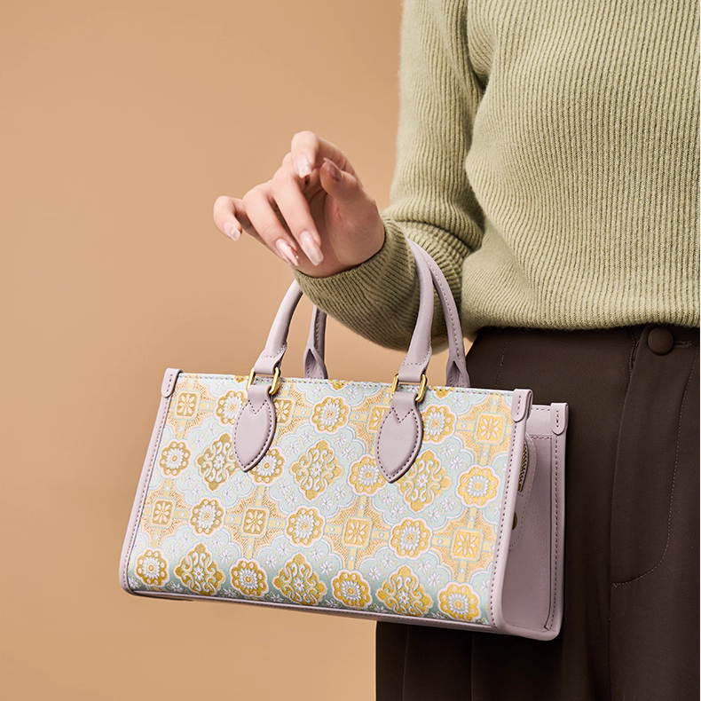 Intangible Cultural Heritage Gold Weaving Song Brocade Handbag Lanjin Sihe Ruyi Pattern Bag New Chinese Style Shoulder Bag for Women