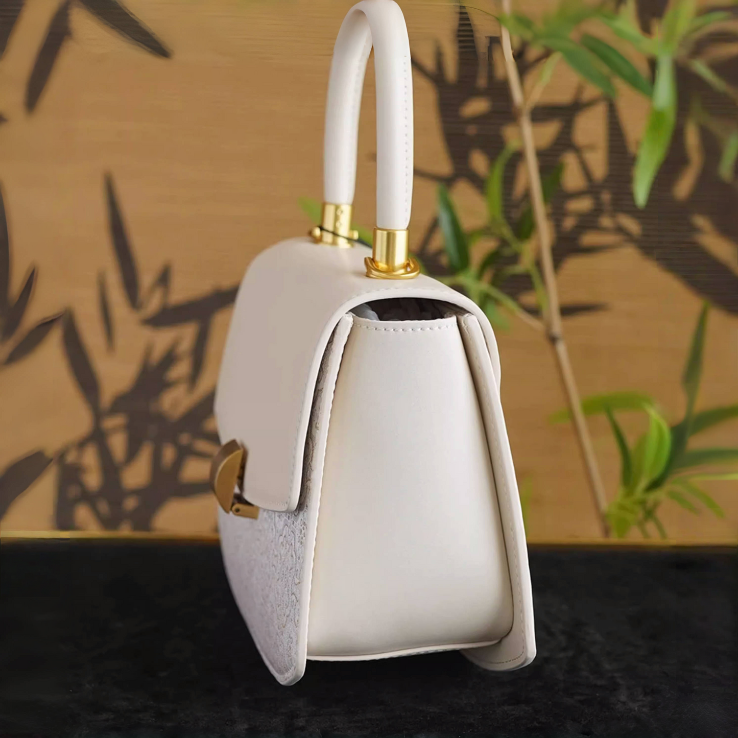 Intangible Cultural Heritage Song Brocade White Dingsheng Pattern Handbag