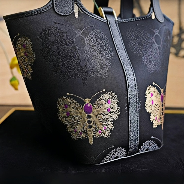 Songjin Handbag New Chinese Style Red Gold Butterfly Lock Bag