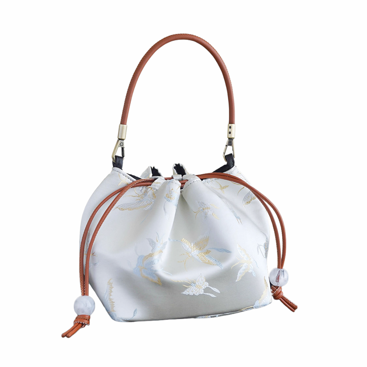 Songjin white retro hand-held crossbody mobile phone bucket bag