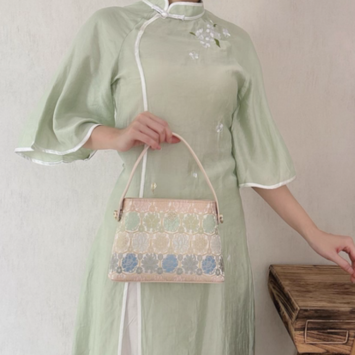Intangible cultural heritage Song Dynasty brocade pattern brocade turtleback pattern new Chinese style crossbody handbag bucket bag for women