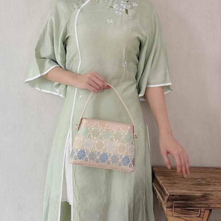 Intangible cultural heritage Song Dynasty brocade pattern brocade turtleback pattern new Chinese style crossbody handbag bucket bag for women