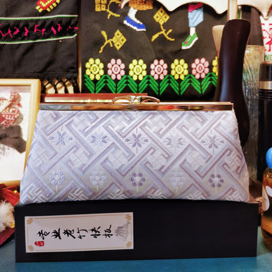 Intangible cultural heritage Zhuang brocade jacquard fabric unique ethnic style baguette bag