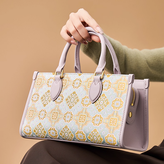 Intangible Cultural Heritage Gold Weaving Song Brocade Handbag Lanjin Sihe Ruyi Pattern Bag New Chinese Style Shoulder Bag for Women