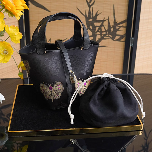 Songjin Handbag New Chinese Style Red Gold Butterfly Lock Bag