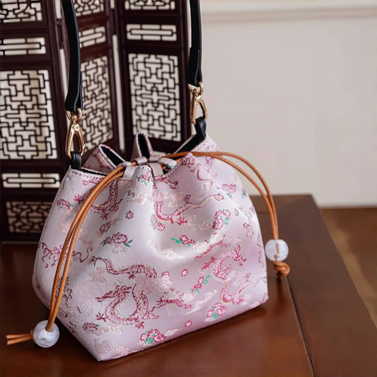 Songjin Rose Red Retro Hand-held Crossbody Mobile Phone Bucket Bag