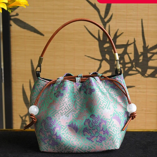 Songjin new Chinese style women's bag retro hand-held crossbody mobile phone bucket bag