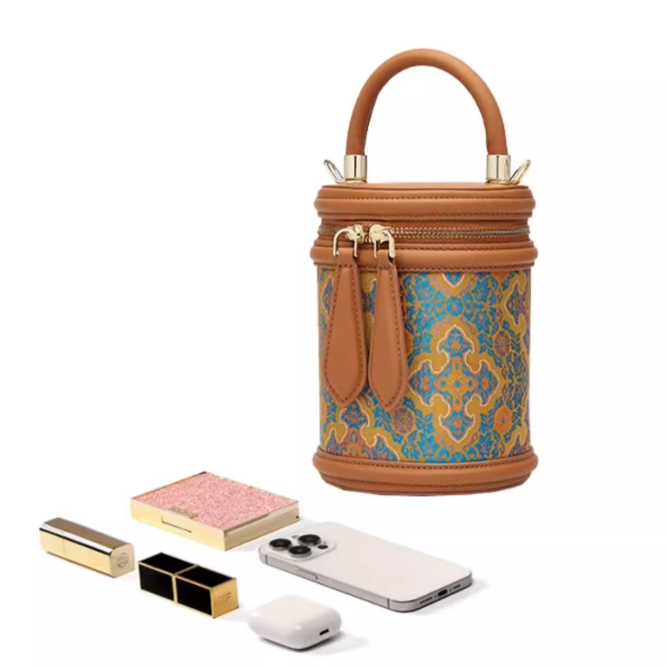 Songjin Sihe Ruyi New Chinese Style Brown Handheld Crossbody Bucket Bag