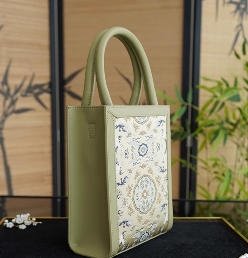 Crane and Deer Spring Intangible Cultural Heritage Song Brocade Women's Silk Handbag