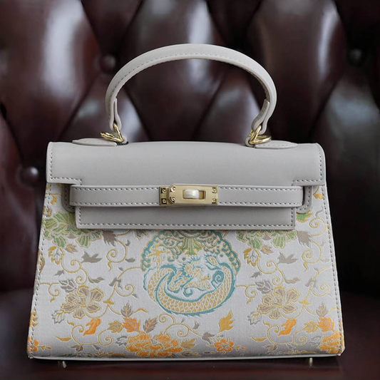 Intangible Cultural Heritage Song Brocade Chinese Style Cowhide Handbag Shoulder Bag