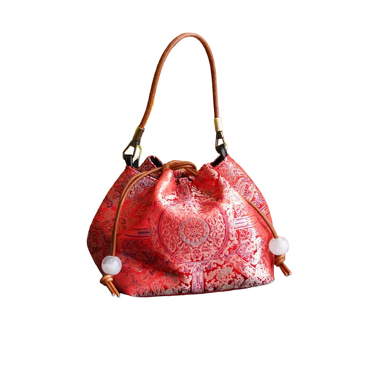 Songjin red retro hand-held crossbody mobile phone bucket bag