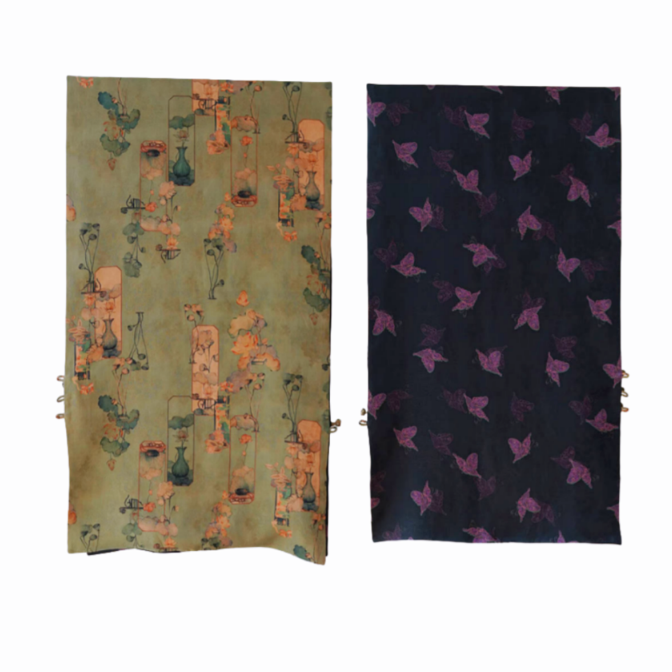 Song Dynasty Lotus Scene Xiangyunsha Flower Compass Buckle Silk Double-sided Double-layer Mulberry Silk Shawl Small Waistcoat Gift Scarf