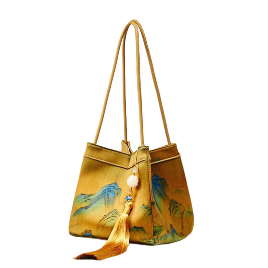 New Chinese style mulberry silk A Thousand Miles of Rivers and Mountains handbag