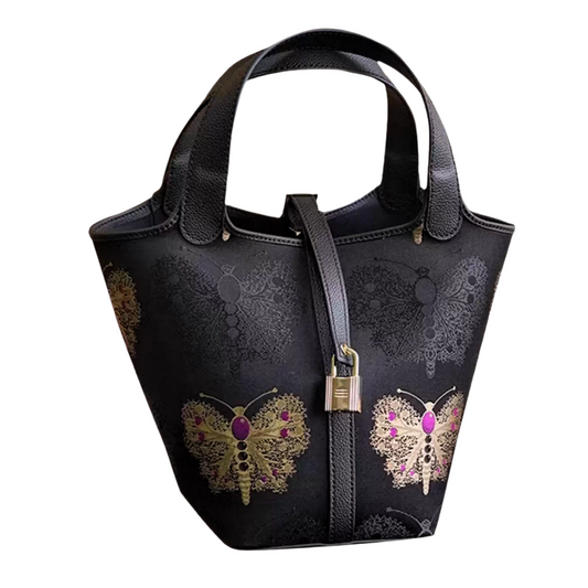 Songjin Handbag New Chinese Style Red Gold Butterfly Lock Bag