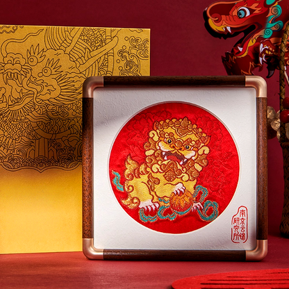 Six lion dance hydrangea ornaments red