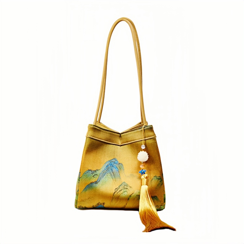 New Chinese style mulberry silk A Thousand Miles of Rivers and Mountains handbag
