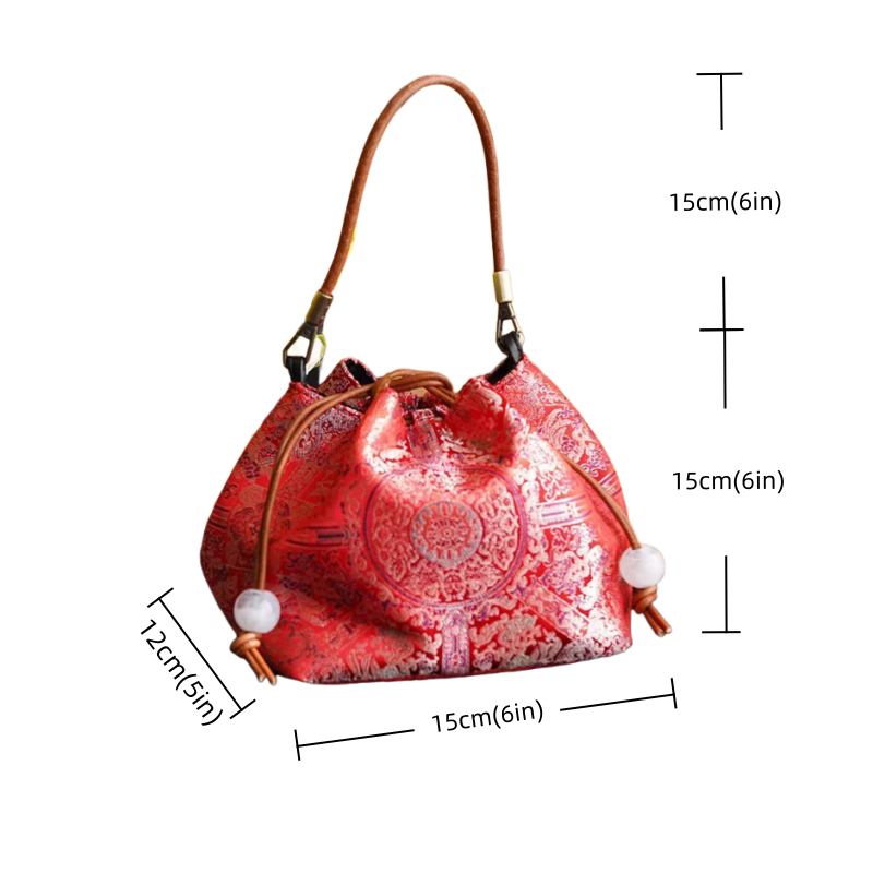 Songjin red retro hand-held crossbody mobile phone bucket bag