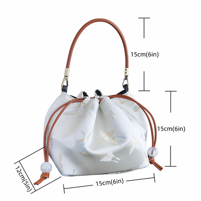 Songjin white retro hand-held crossbody mobile phone bucket bag