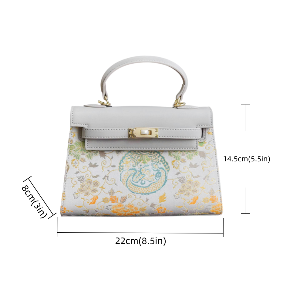 Intangible Cultural Heritage Song Brocade Chinese Style Cowhide Handbag Shoulder Bag