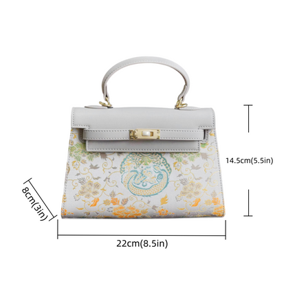 Intangible Cultural Heritage Song Brocade Chinese Style Cowhide Handbag Shoulder Bag