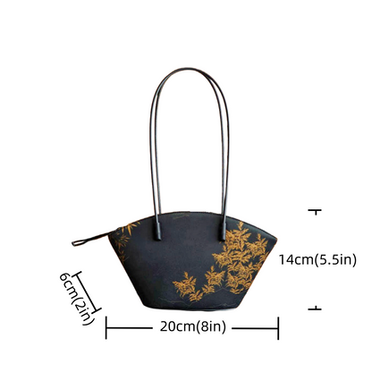 No Fengyue fan-shaped bag long shoulder strap fan-shaped new Chinese style ancient style zipper shoulder bag handbag