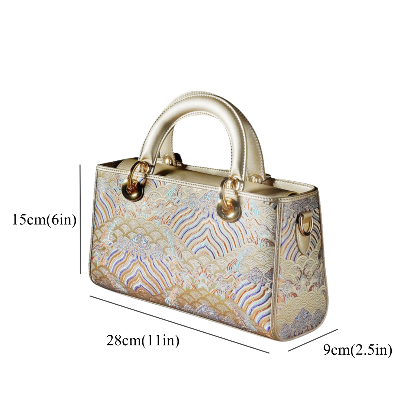 New Chinese style seawater river cliff cowhide handbag 2025 new large national style brocade commuter messenger women's bag