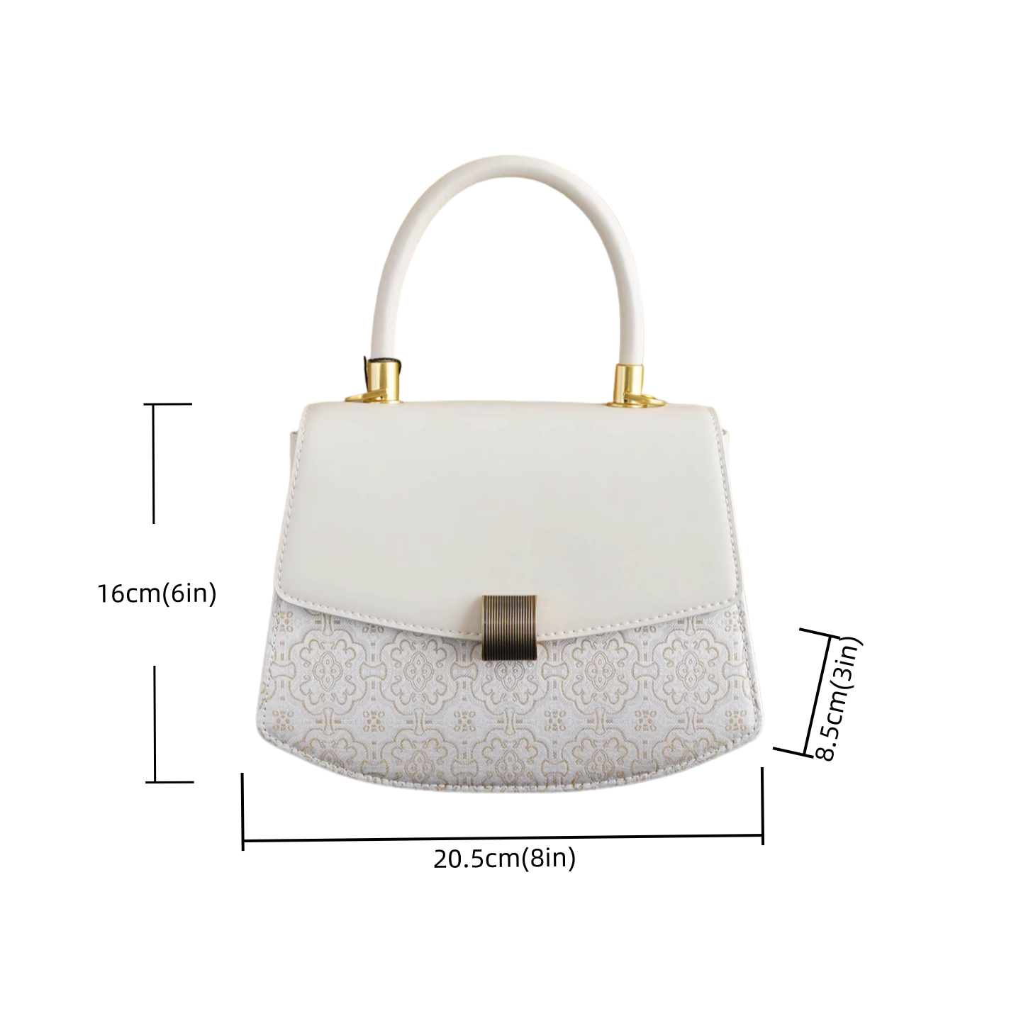 Intangible Cultural Heritage Song Brocade White Dingsheng Pattern Handbag