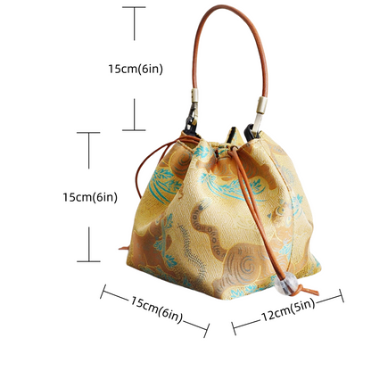 Songjin yellow retro hand-held crossbody mobile phone bucket bag
