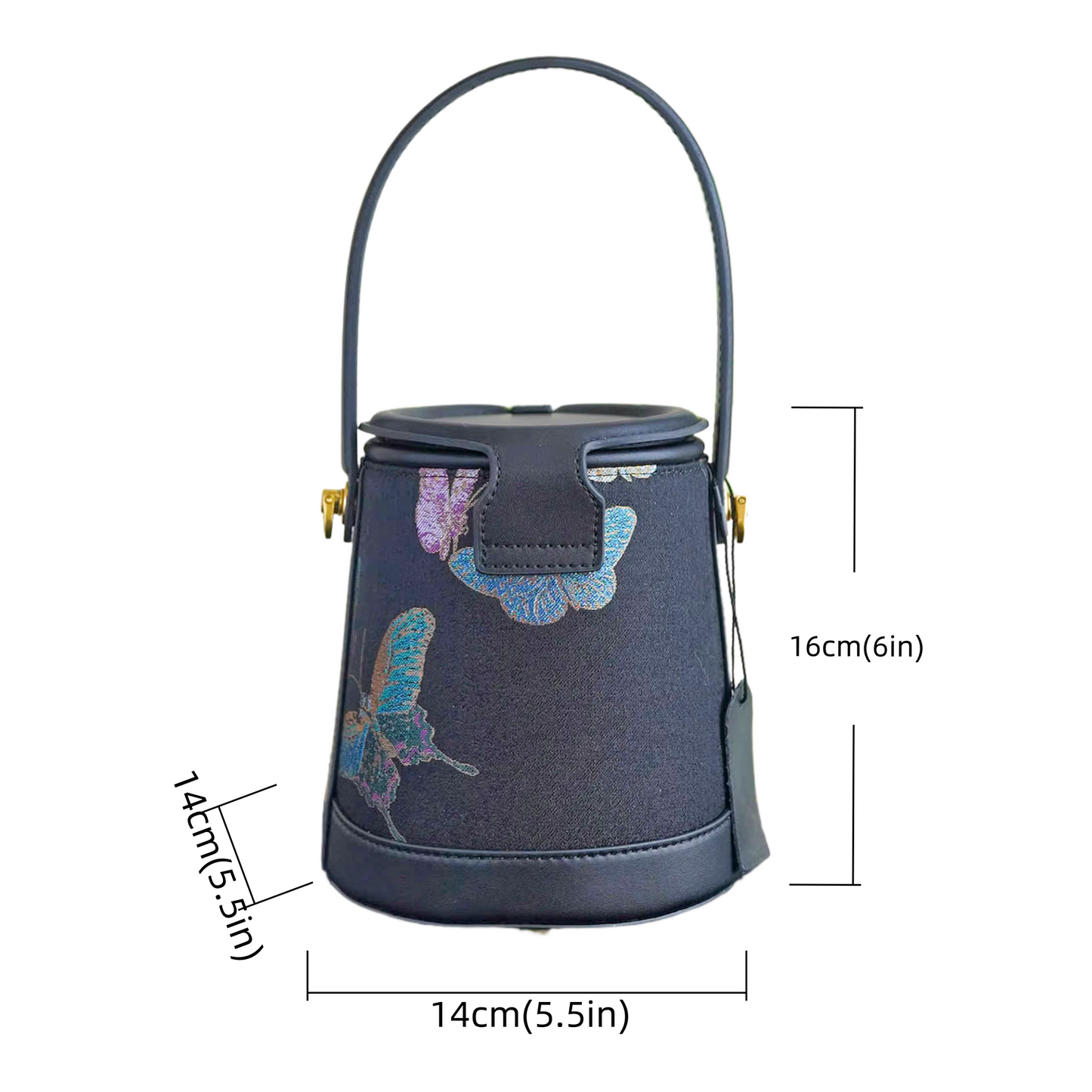 Intangible Cultural Heritage Song Brocade Linglian Playing Butterfly Bucket Bag Silk Single Shoulder Handbag