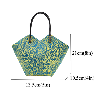 Zhuang Brocade Pattern Green Double Swallow Butterfly Handbag