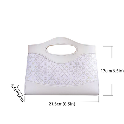Intangible Cultural Heritage Song Dynasty Brocade Silk Diamond Chain White Dingsheng Pattern Handbag