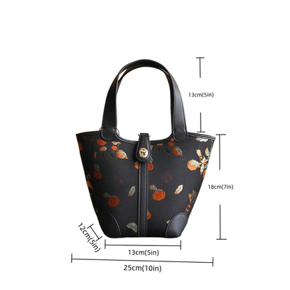 Cat Persimmon Intangible Cultural Heritage Song Brocade Silk Lock Shoulder Handbag