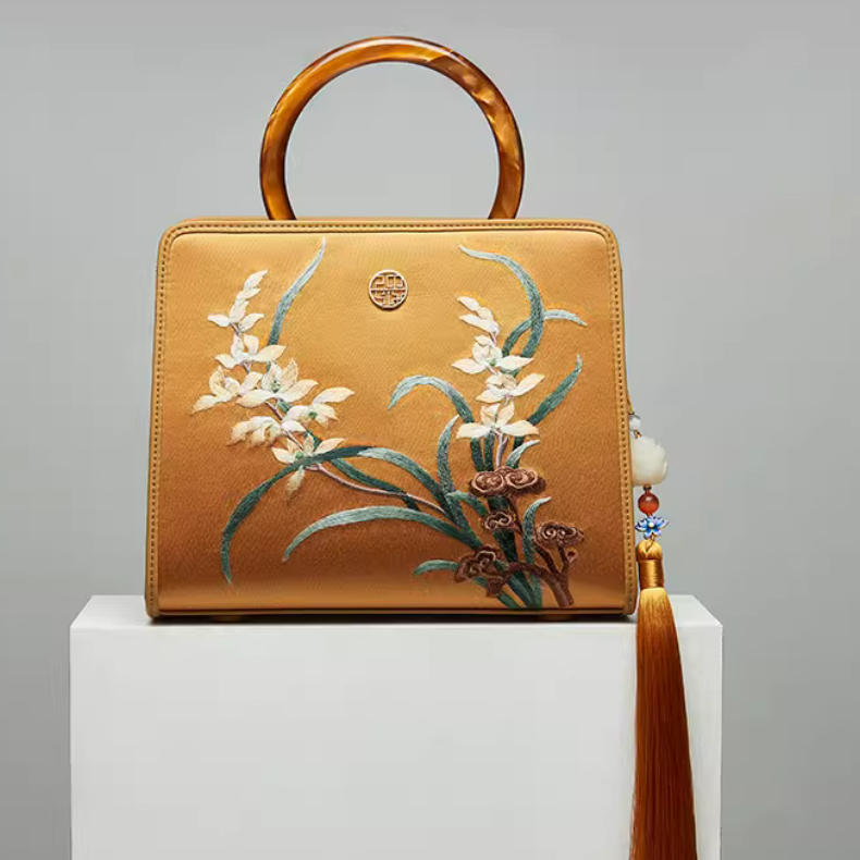 Handmade Suzhou embroidery Zhilan Yushu new Chinese style one-shoulder crossbody handbag small square bag for women