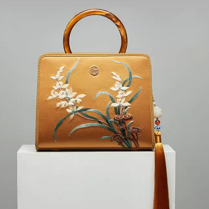Handmade Suzhou embroidery Zhilan Yushu new Chinese style one-shoulder crossbody handbag small square bag for women