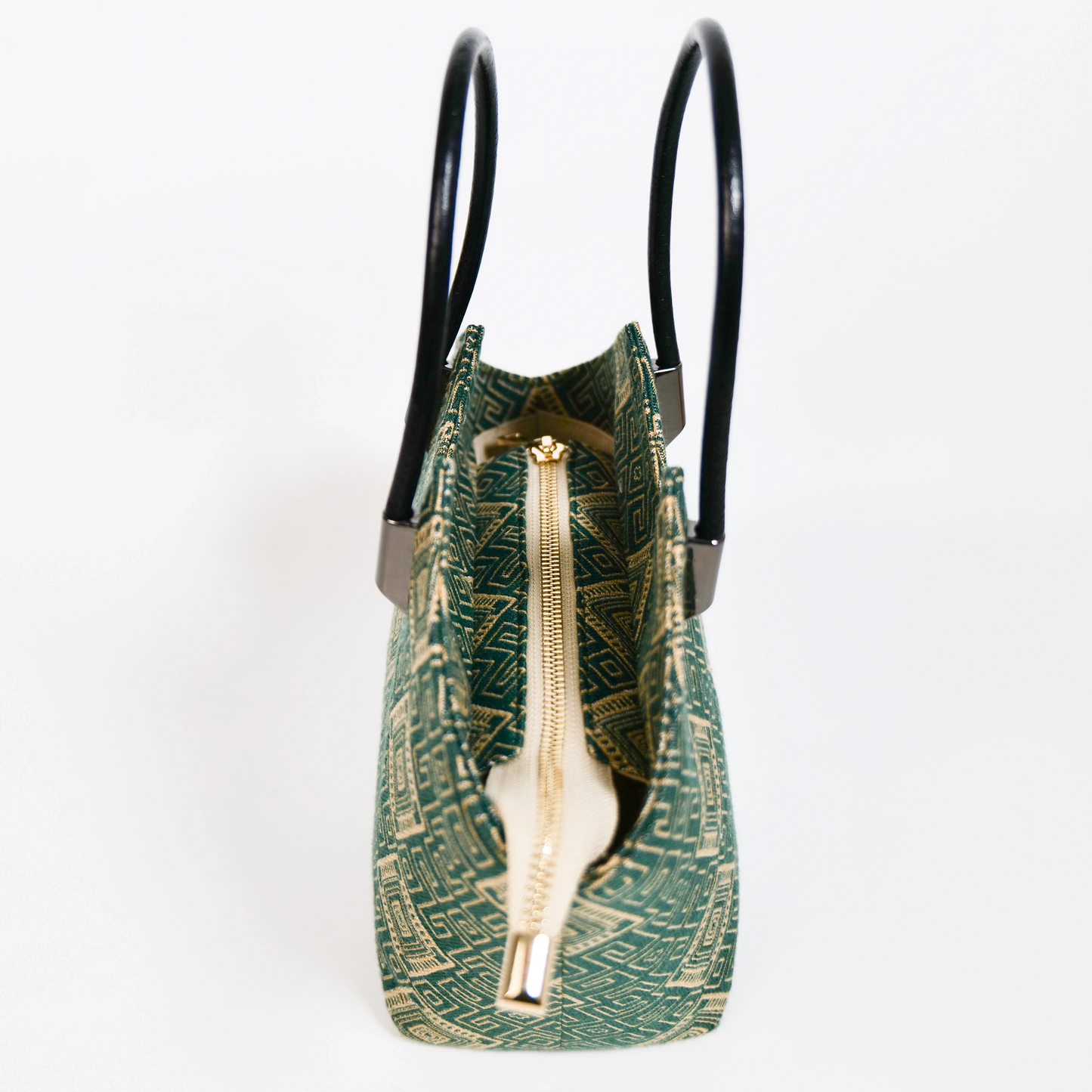 Zhuang Brocade Pattern Green Double Swallow Butterfly Handbag
