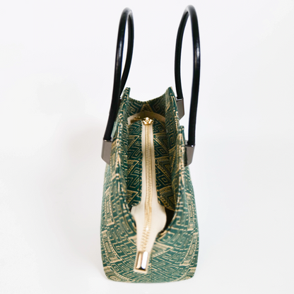 Zhuang Brocade Pattern Green Double Swallow Butterfly Handbag