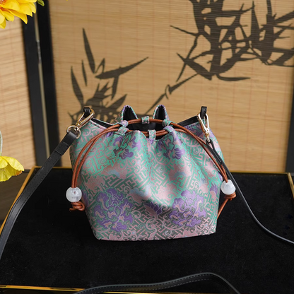 Songjin new Chinese style women's bag retro hand-held crossbody mobile phone bucket bag